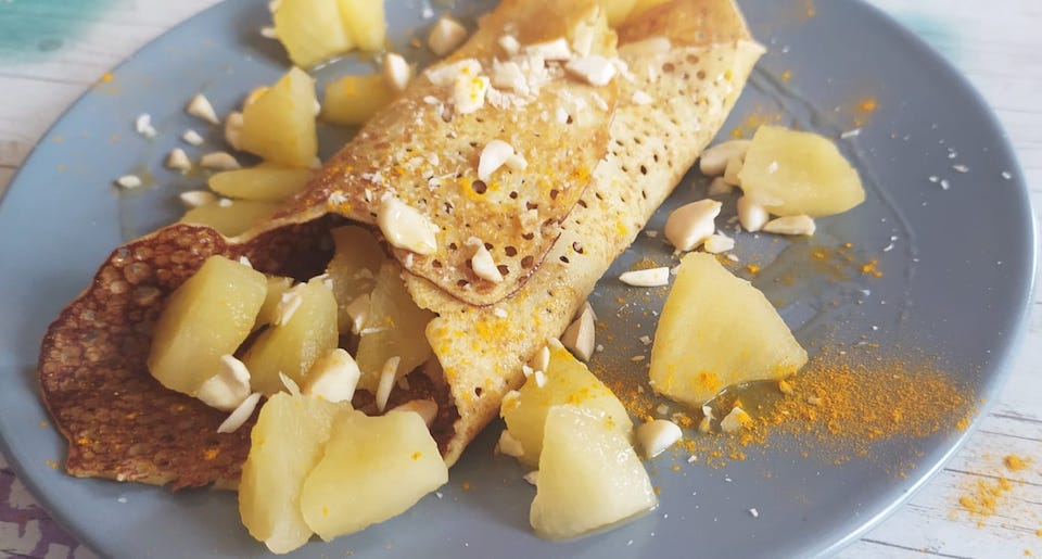 ricetta crepes di riso con mele cotte